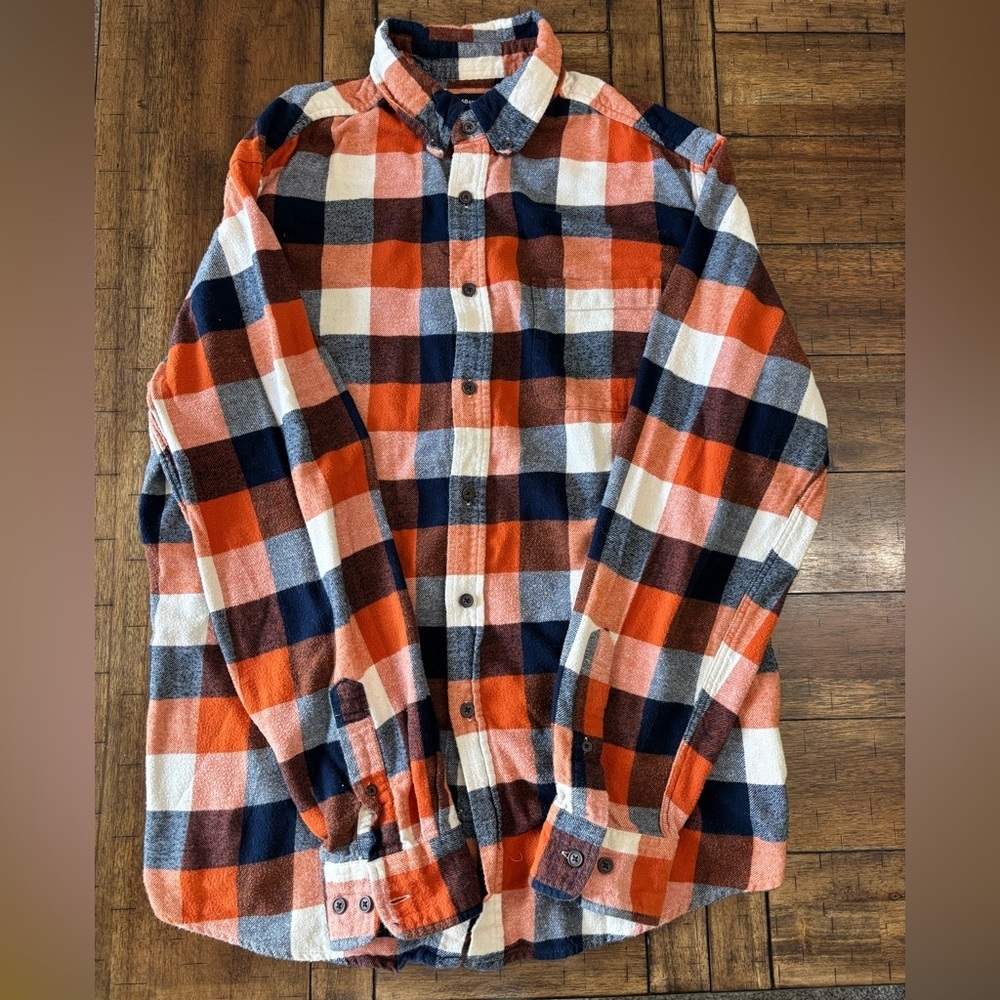Croft & Barrow Men's Checkered Flannel - Orange, Blue, White